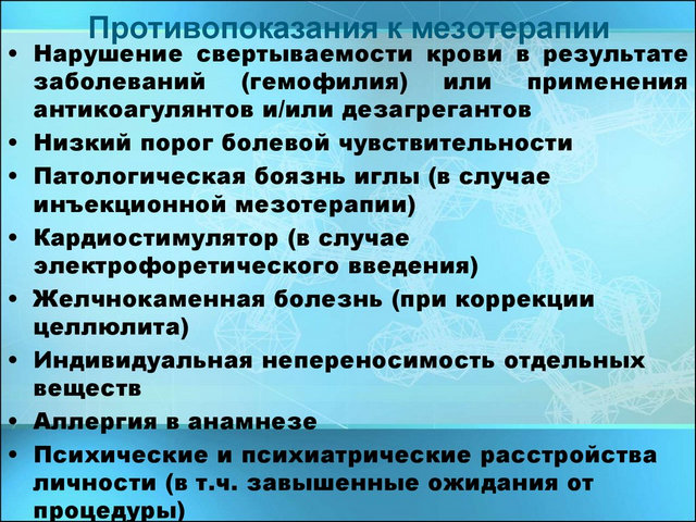 Перелік протипоказань для мезотерапії і можливі побічні ефекти